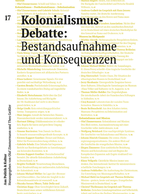 Kolonialismus-Debatte: Bestandsaufnahme und Konsequenzen - 