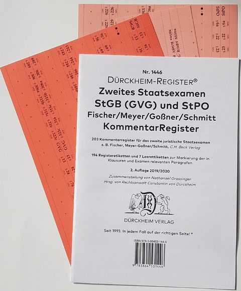 DürckheimRegister® StGB/StPO - 2. Staatsexamen für KOMMENTAR-Register (2020) - 