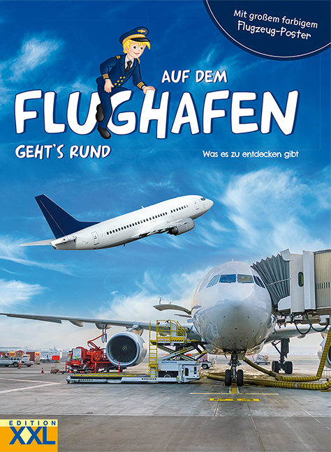 Auf dem Flughafen geht's rund - mit großem, farbigem Flugzeug-Poster