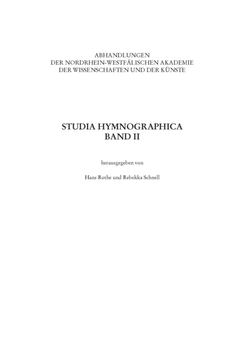 Studia Hymnographica II - 