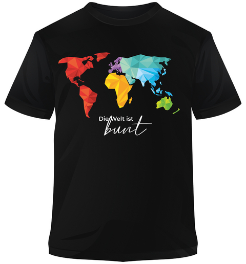 Premium-T-Shirt Die Welt ist bunt leuchtend - 