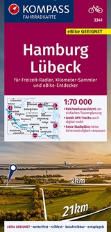 KOMPASS Fahrradkarte 3341 Hamburg, Lübeck 1:70.000 - 