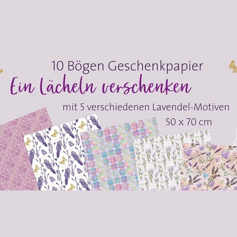 10er-Set Geschenkpapier "Ein Lächeln verschenken"