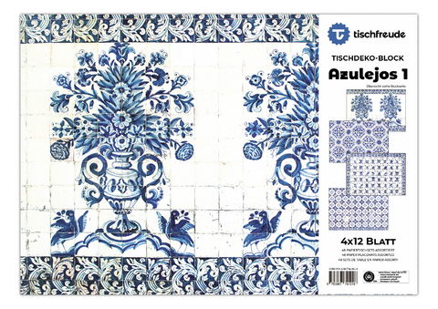 AZULEJOS 1, Tischdeko-Block, 4 x 12 Blatt