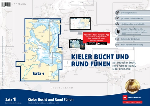 Sportbootkarten Satz 1: Kieler Bucht und Rund Fünen (Ausgabe 2020) - 