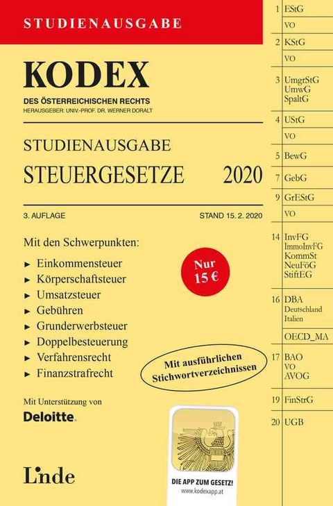 KODEX Studienausgabe Steuergesetze 2020 - Andrei Bodis