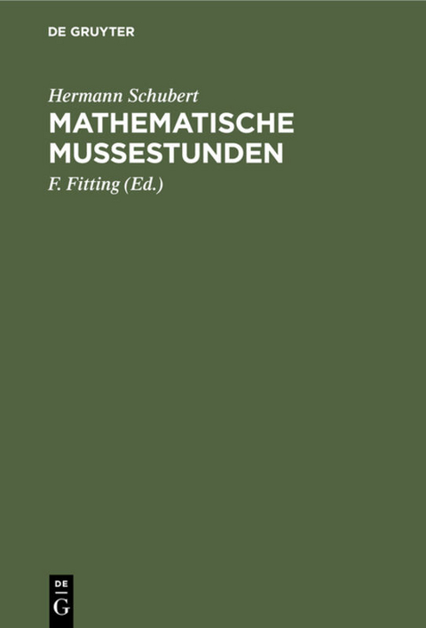 Mathematische Mußestunden - Hermann Schubert