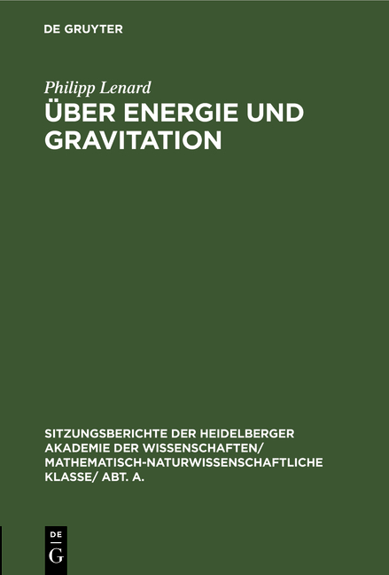 Über Energie und Gravitation - Philipp Lenard