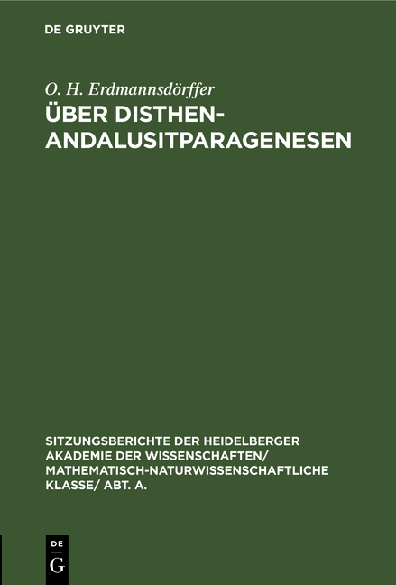 Über Disthen-Andalusitparagenesen - O. H. Erdmannsdörffer