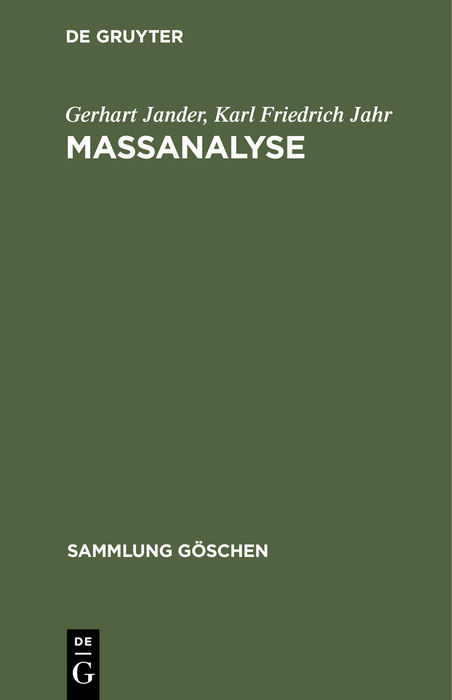 Massanalyse - Gerhart Jander, Karl Friedrich Jahr