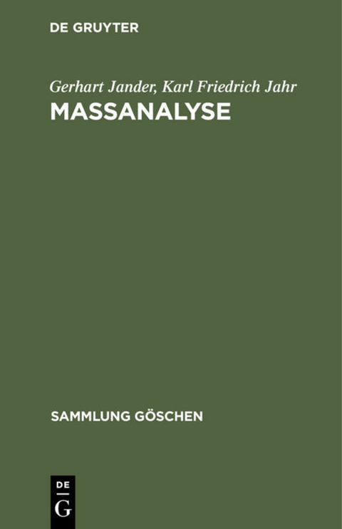 Maßanalyse - Gerhart Jander, Karl Friedrich Jahr