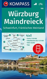 KOMPASS Wanderkarte 166 Würzburg, Maindreieck, Schweinfurt, Fränkisches Weinland 1:50.000 - 