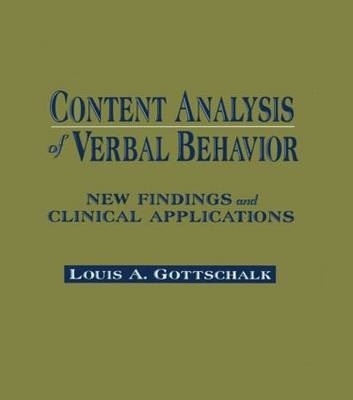 Content Analysis of Verbal Behavior -  Louis A. Gottschalk