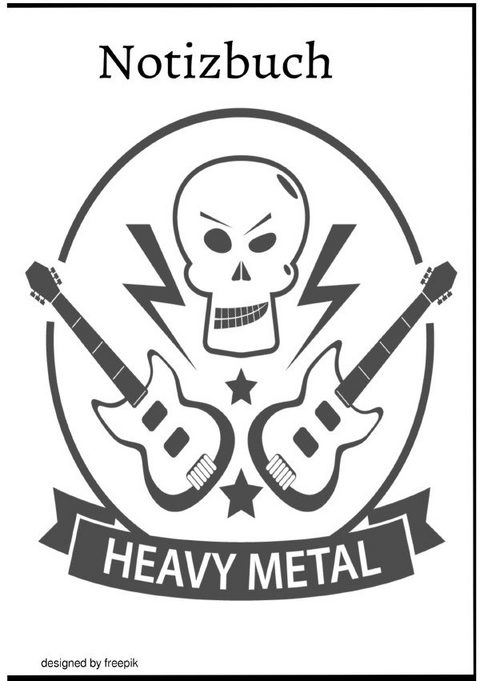 Notizbücher Spiral dotted / Heavy Metal Skull Totenkopf Notizbuch für Metal und Rock Fans punktiert dotted 68 Seiten - Notizbuch Health