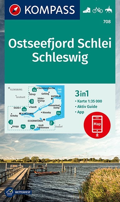 KOMPASS Wanderkarte Ostseefjord Schlei, Schleswig - 