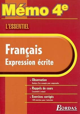 Français, expression écrite : observation, rappels de cours, exercices corrigés - Françoise Rio, Frédéric de Scitivaux