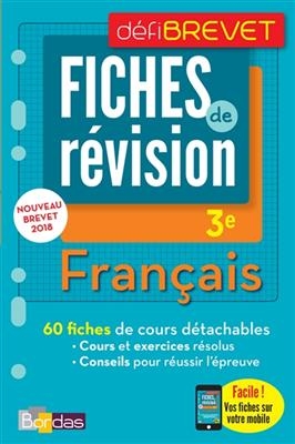 Français, brevet, 3e : fiches de révision : nouveau brevet 2018 - Thomas Gargallo