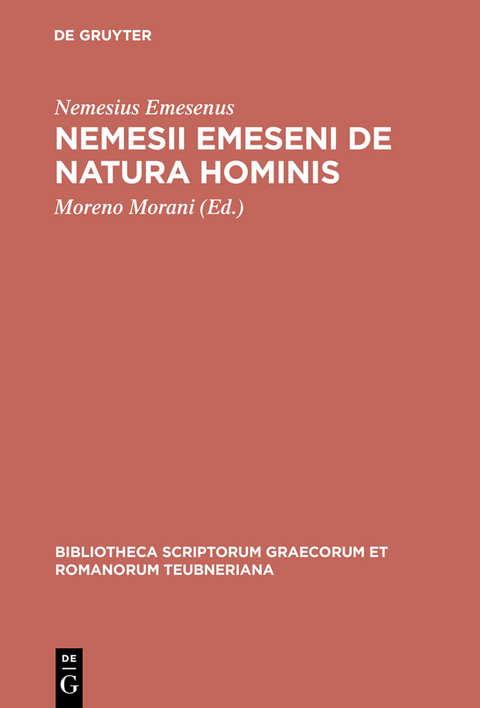 Nemesii Emeseni De natura hominis -  Nemesius Emesenus