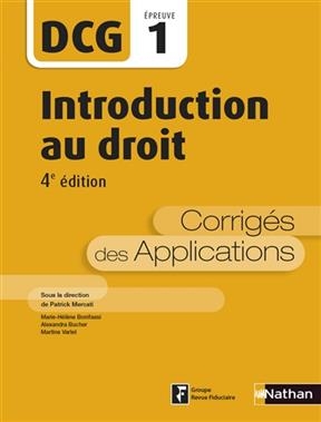 Introduction au droit, DCG épreuve 1 : corrigés des applications