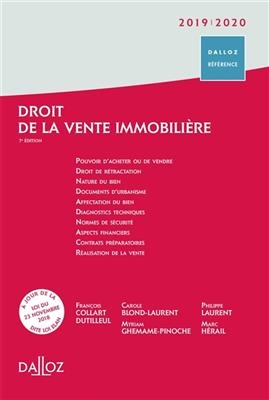 Droit de la vente immobilière : 2019-2020 - Francois Collart Dutilleul, CAROL BLOND-LAURENT