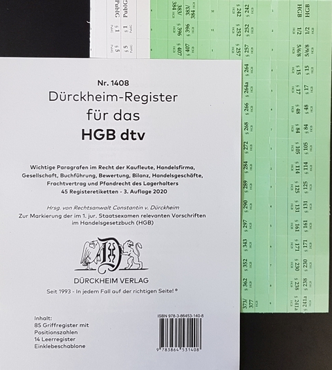 DürckheimRegister® HGB im dtv OHNE Stichworte - Constantin von Dürckheim