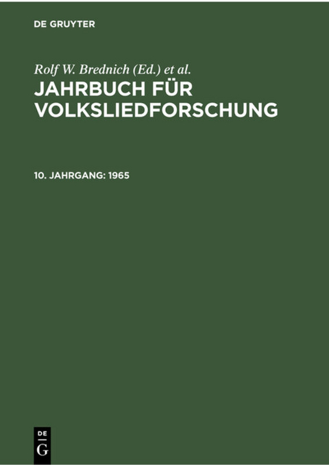 Jahrbuch für Volksliedforschung / 1965 - 