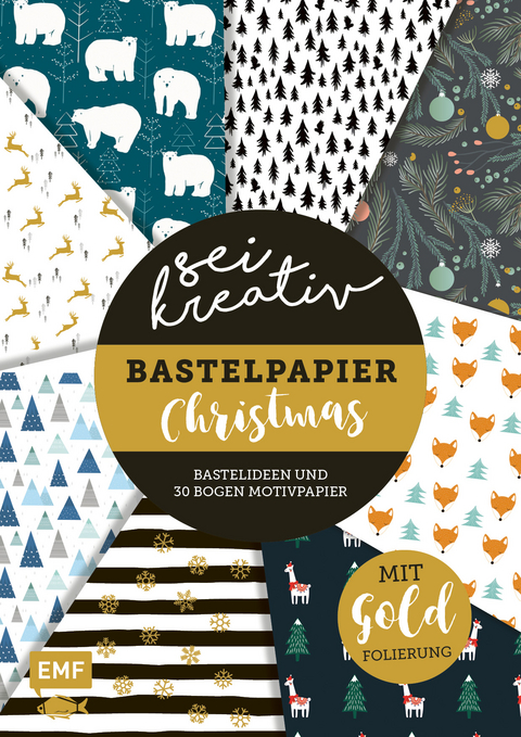 Sei kreativ! – Bastelpapier Christmas – Bastelideen und 30 Bogen Motivpapier in 2 Stärken (120 g/qm, 250 g/qm)