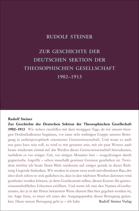 Zur Geschichte der Deutschen Sektion der Theosophischen Gesellschaft 1902–1913 - Rudolf Steiner