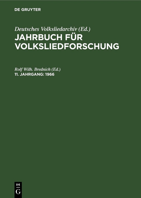 Jahrbuch für Volksliedforschung / 1966 - 