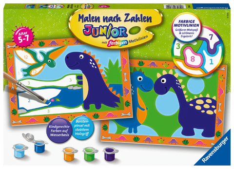 Ravensburger Malen nach Zahlen 28694 - Land der Dinosaurier - Kinder 5-7 Jahren