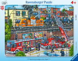 Ravensburger Kinderpuzzle - 05093 Feuerwehreinsatz an den Bahngleisen - Rahmenpuzzle für Kinder ab 4 Jahren, mit 48 Teilen