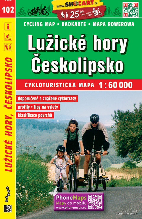 Lužické hory, Českolipsko / Lausitzer Gebirge, Böhmisch Leipa (Radkarte 1:60.000)