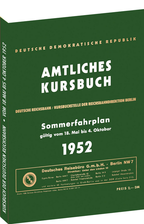 Kursbuch der Deutschen Reichsbahn - Sommerfahrplan 1952 - 