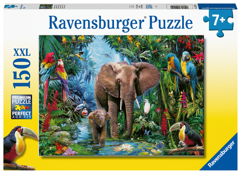 Ravensburger Kinderpuzzle - 12901 Dschungelelefanten - Tier-Puzzle für Kinder ab 7 Jahren, mit 150 Teilen im XXL-Format