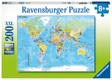 Ravensburger Kinderpuzzle - 12890 Die Welt - Puzzle-Weltkarte für Kinder ab 8 Jahren, mit 200 Teilen im XXL-Format