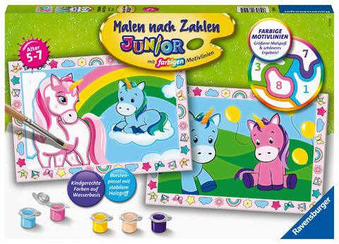 Ravensburger Malen nach Zahlen 28510 - Zauberhafte Einhörner - Kinder 5-7 Jahren