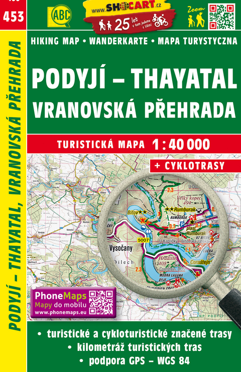Podyjí, Vranovská přehrada / Thayatal, Talsperre Frain (Wander - Radkarte 1:40.000)