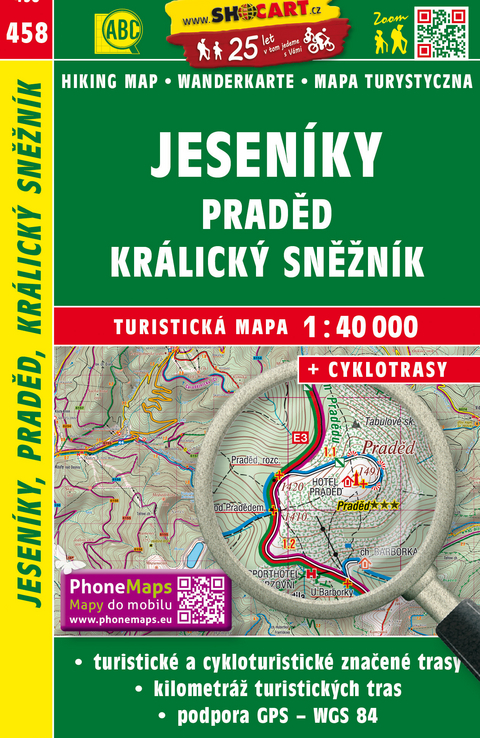 Wanderkarte Tschechien Jeseniky, Praded, Kralicky Sneznik 1 : 40 000