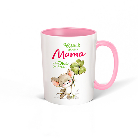 Trötsch Tasse weiß rosa "Glück ist eine Mama wie dich zu haben"