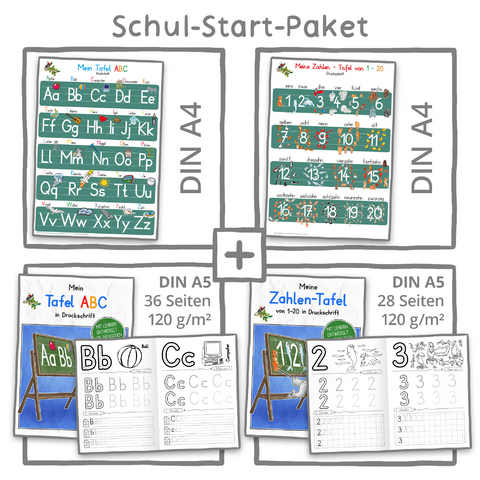 Mein Schul-Start-Paket (2 Lernposter DIN A4 + 2 Schreiblernhefte) - Helga Momm