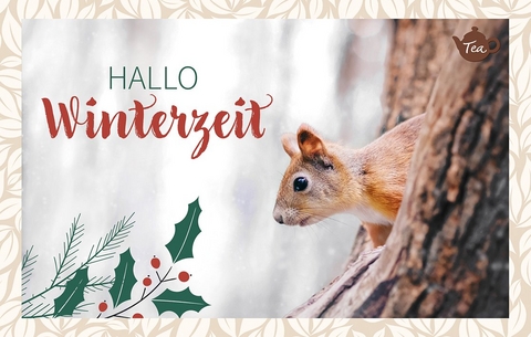 Hallo Winterzeit, Teekarte - 