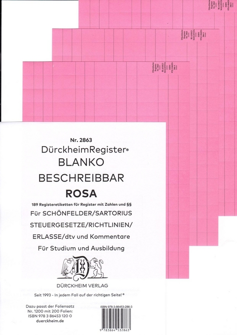 DürckheimRegister® BLANKO-ROSA beschreibbar für deine Gesetze - Constantin von Dürckheim