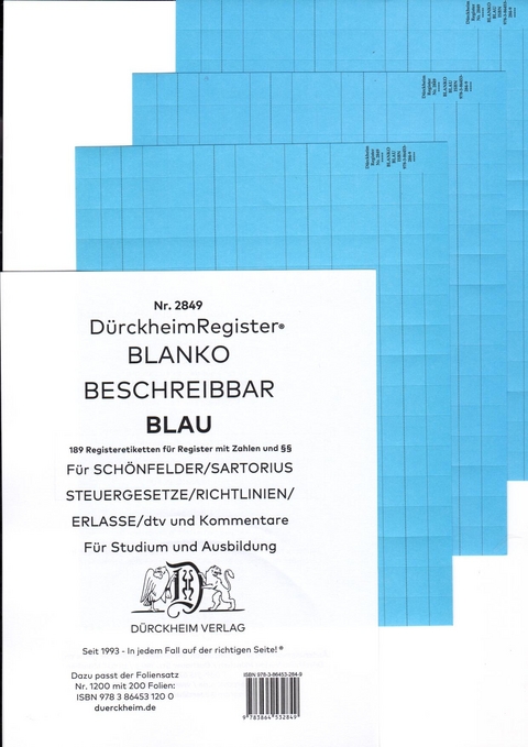 DürckheimRegister® BLANKO-BLAU beschreibbar für Gesetzessammlungen - Constantin von Dürckheim