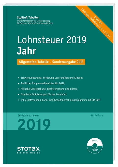 Tabelle, Lohnsteuer 2020 Jahr - Sonderausgabe Juli