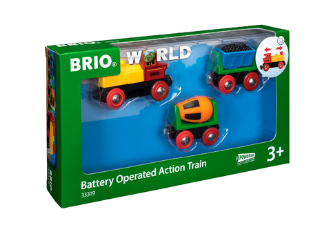BRIO World 33319 Zug mit Batterielok – Mit beweglichem Kohlewaggon und rotierendem Zementmischer – Geeignet für Kinder ab 3 Jahren