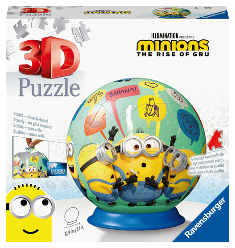 Ravensburger 3D Puzzle 11179 - Puzzle-Ball Minions - 72 Teile - Puzzle-Ball für Minions-Fans ab 6 Jahren
