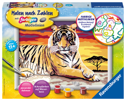 Ravensburger Malen nach Zahlen 28553 - Majestätischer Tiger – Kinder ab 11 Jahren