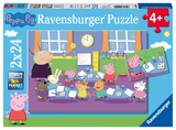 Ravensburger Kinderpuzzle - 09099 Peppa in der Schule - Puzzle für Kinder ab 4 Jahren, Peppa Wutz Puzzle mit 2x24 Teilen