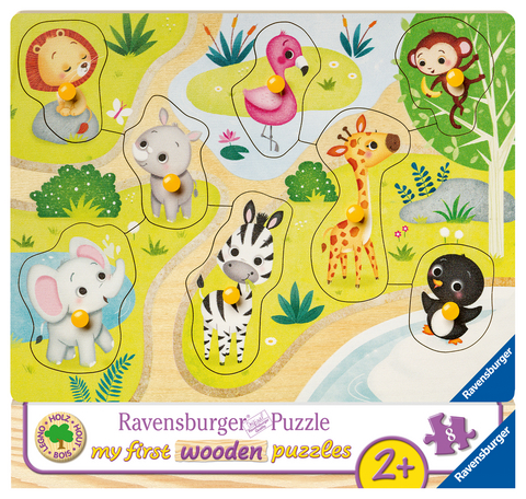 Ravensburger Kinderpuzzle - 03687 Unterwegs im Zoo - my first wooden puzzle mit 10 Teilen - Puzzle für Kinder ab 2 Jahren - Holzpuzzle
