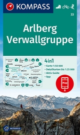 KOMPASS Wanderkarte 33 Arlberg, Verwallgruppe 1:50.000 - 